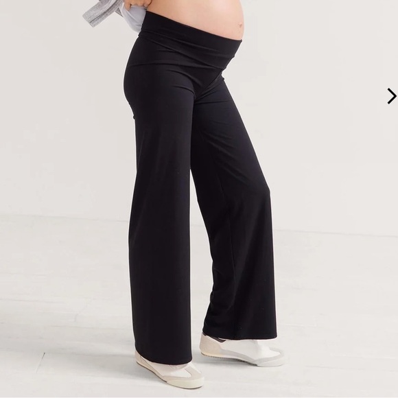 Hatch Black Wide-Leg Maternity Ultimate Before During After Bodyflex Pants L - Picture 1 of 5